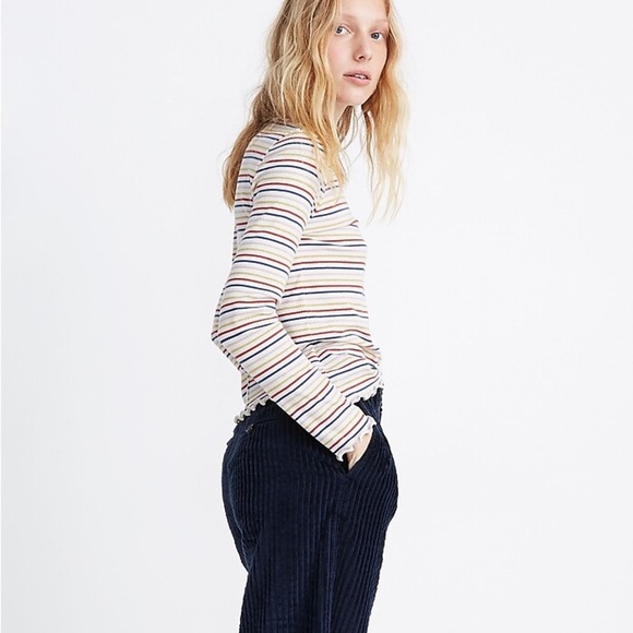 Madewell Long-Sleeve Baby Tee in Shimmer Stripe - Picture 2 of 8